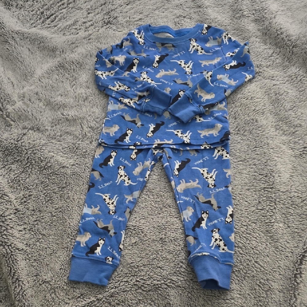 L.L. Bean Blue Dog Print Kids Pajama Set